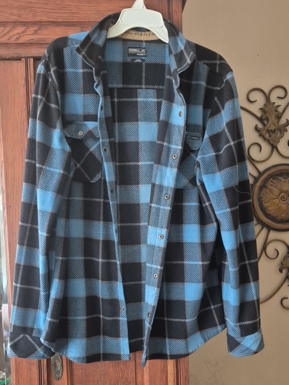 O'Neill Blue and Black Plaid Flannel Shirt